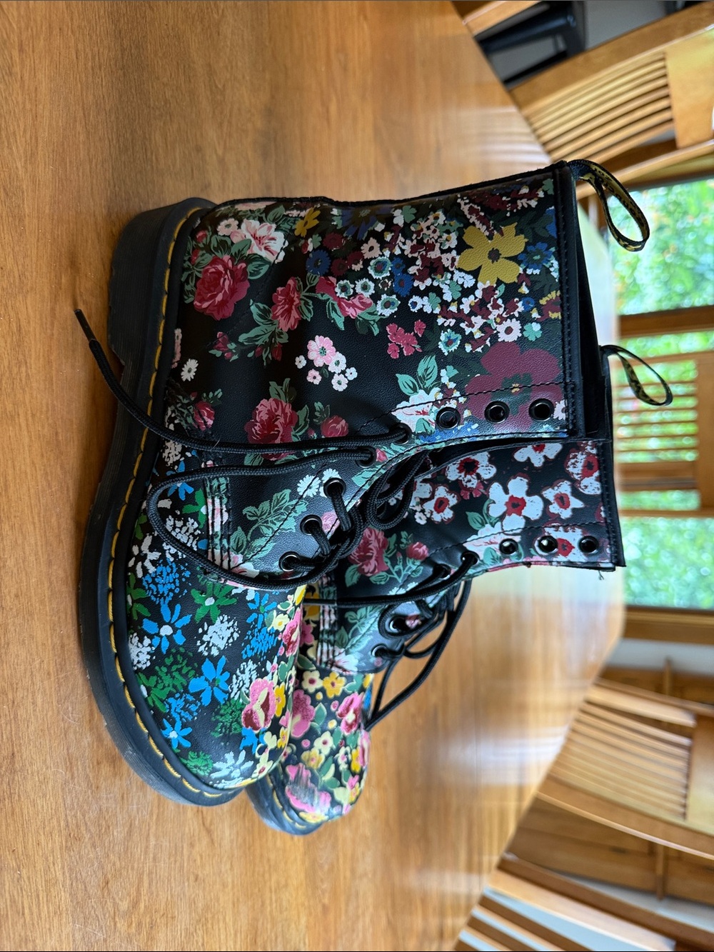 Dr. Martens Black Floral Lace-Up Boots